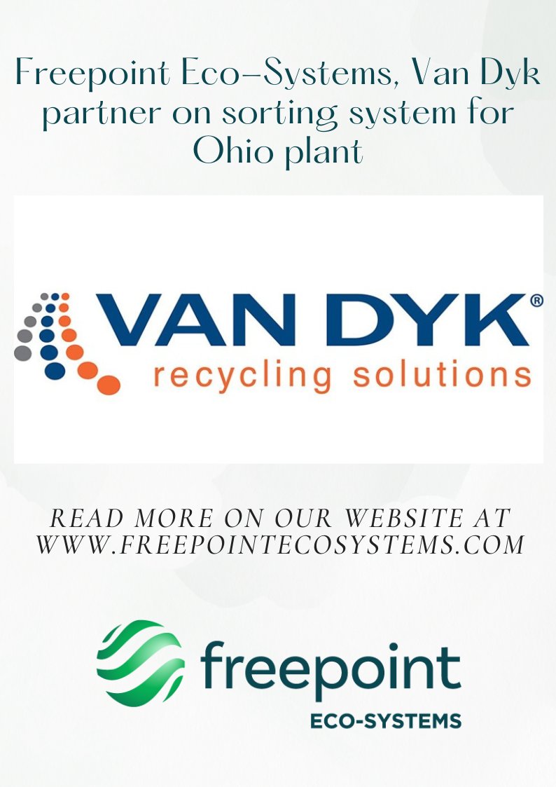 EcoFreepoint's tweet photo. Read about our new partnership with Van Dyk Recycling Solutions. #vandyk #advancedrecycling #recycling #recycle #ecosystems #plastics #pressrelease #recyclingsolutions https://t.co/RQfitJNeX7