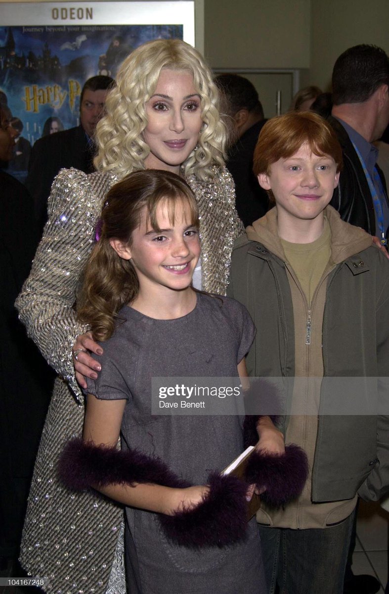 Emma Watson and Rupert Grint with the author of the Harry Potter books - Cher.