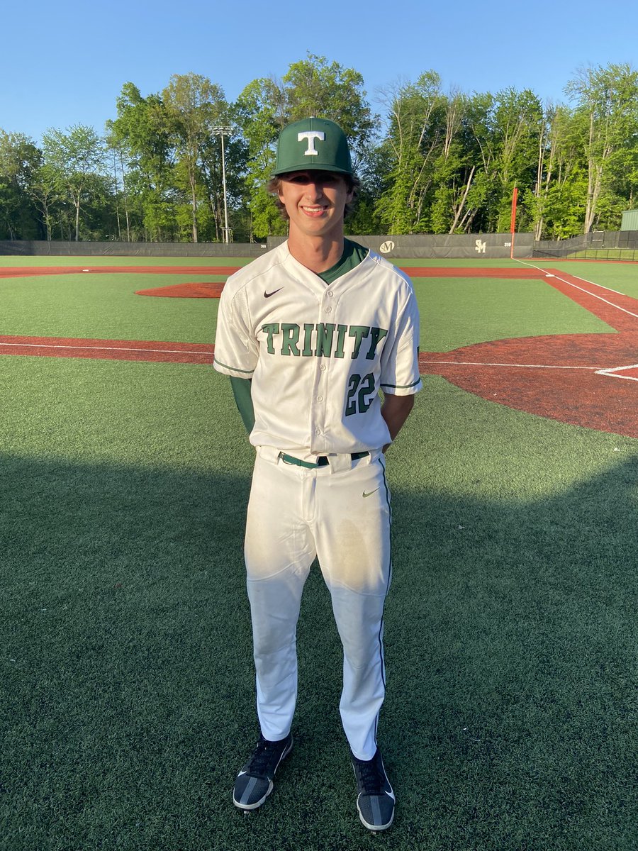 trinitysports's tweet photo. Trinity Junior Jake Wilson throws a no hitter tonight and Trinity defeats Madison Central 10 - 0 in 5 innings. Congrats Jake. ☘️⚾️ https://t.co/sLpfTEwQsZ