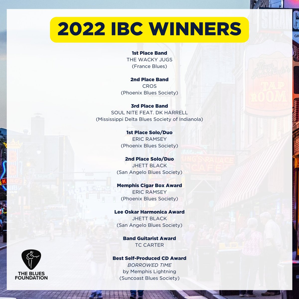 Congratulations to the 37th International Blues Challenge WINNERS!!! 🎶🎸 #IBC2022