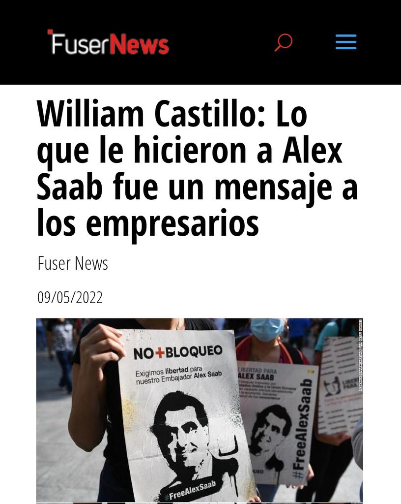El acto heroico del diplomático Alex Saab para el pueblo Venezolano, fue visto por el imperio como un acto de atrevemiento que reto sus inhumanas 'sanciones' #PuebloDePaz fusernews.com/william-castil…