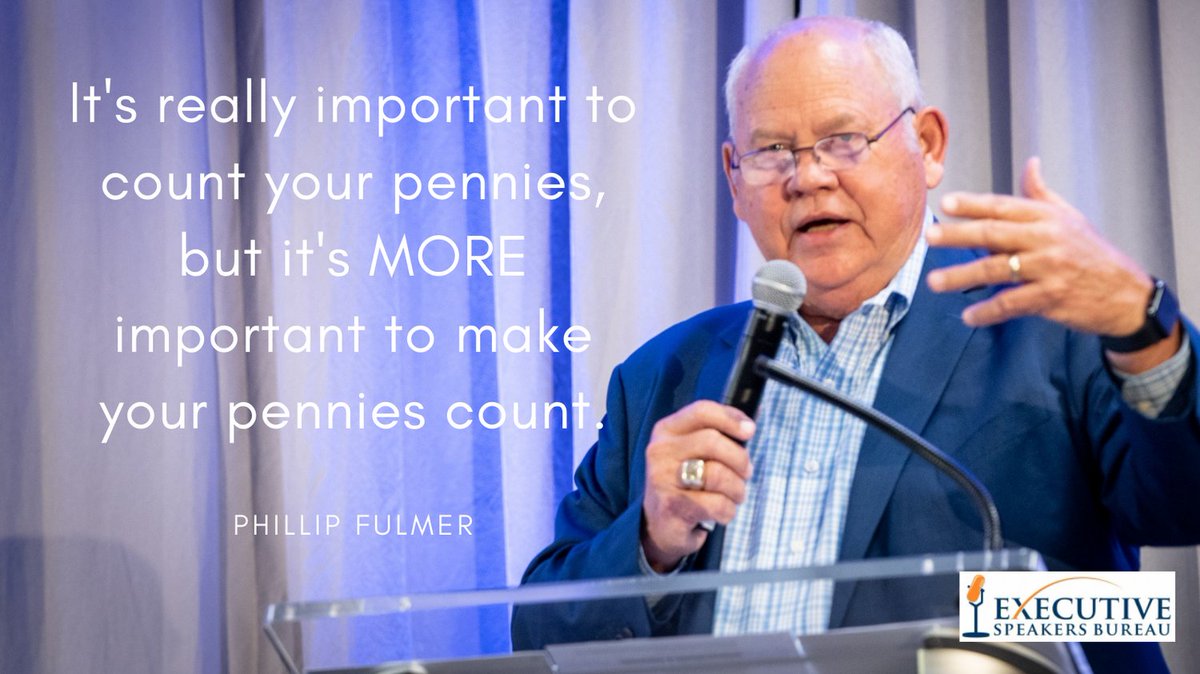 ExecSpeakers's tweet photo. "It's really important to count your pennies, but it's MORE important to make your pennies count." - Phil Fulmer #MondayMotivation 

https://t.co/XgTlG7Lf3y https://t.co/e10g8mzhoQ