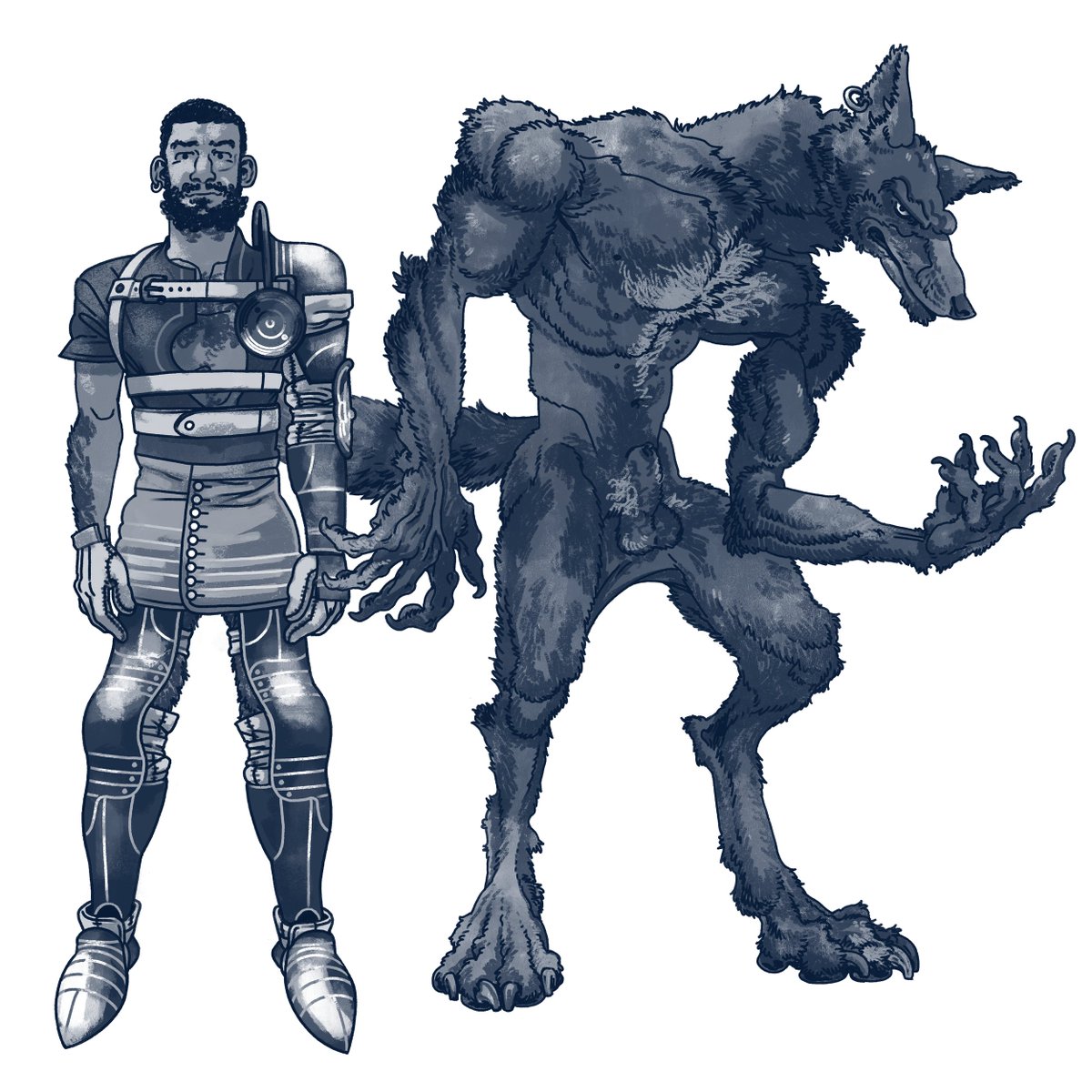 ChestPelt's tweet photo. As a werewolf, the influence of the green moons governs when Ythan can shift into his ferocious were form. https://t.co/OSEXNgjOi8