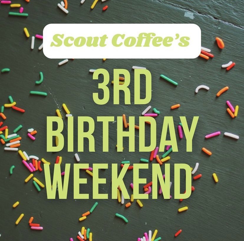 ScoutCoffee2's tweet photo. Sunday May 15th! We’ll have new mugs, shirts and our famous Birthday Cake Latte 💚 Retweet some love and invite a friend! https://t.co/55uZQJQBYX