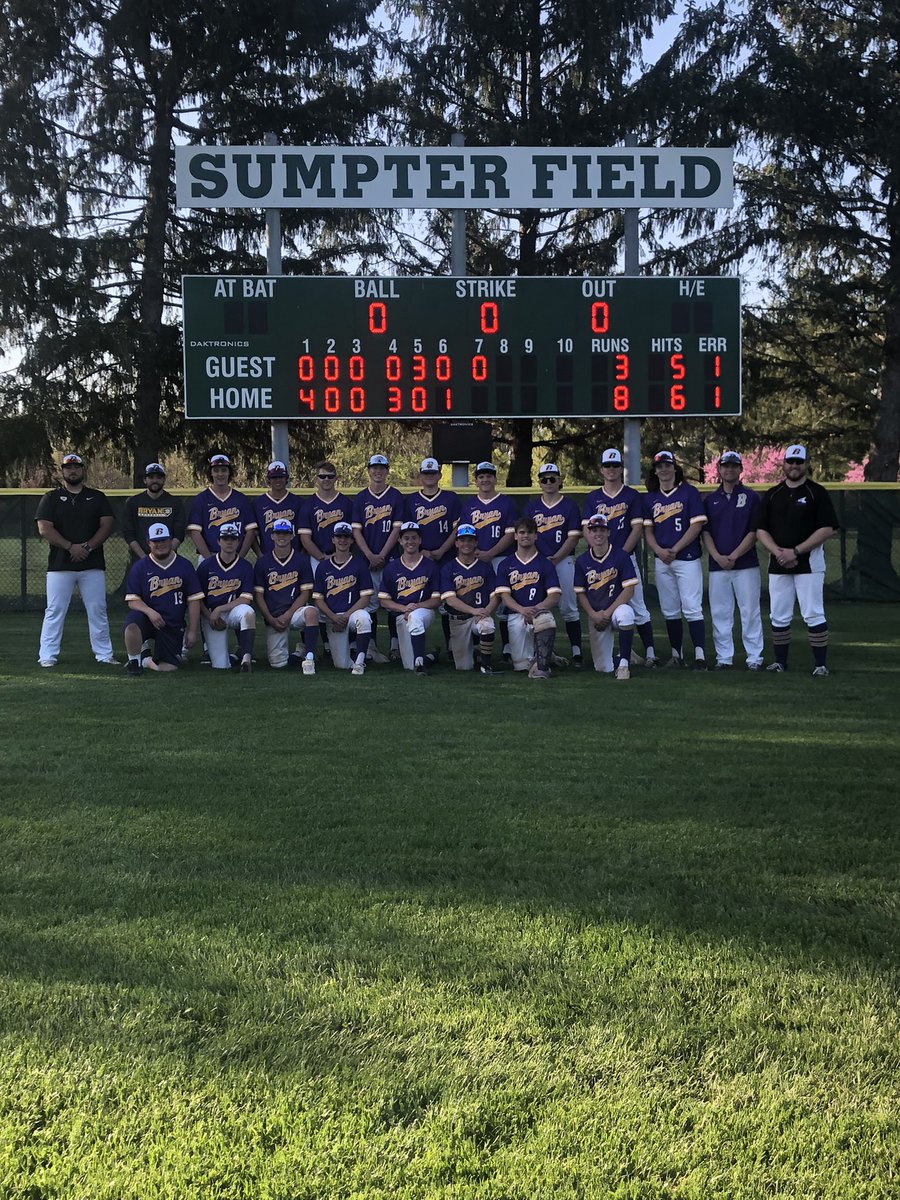 Bryan defeats Evergreen 8-3. With the win Bryan clinches the outright NWOAL title!! Congrats to all our players for their hard work and dedication!