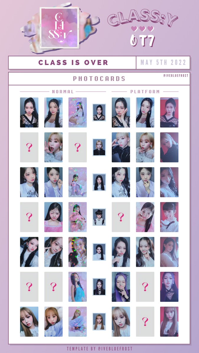 class:y class is over pc photocard template
hyungseo hyeju chaewon riwon jimin boeun seonyou

클라씨 포카 포토카드 리스트
형서 혜주 채원 리원 지민 보은 선유

41/49 found!

#classy #클라씨