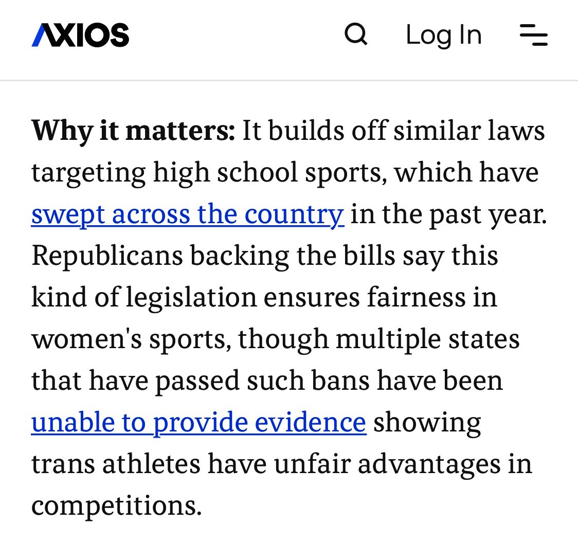 AXIOS is really trying to assert there’s no evidence BIOLOGICAL MALES have an advantage in WOMEN’S sports? You’ve got to be freakin’ kidding me!!