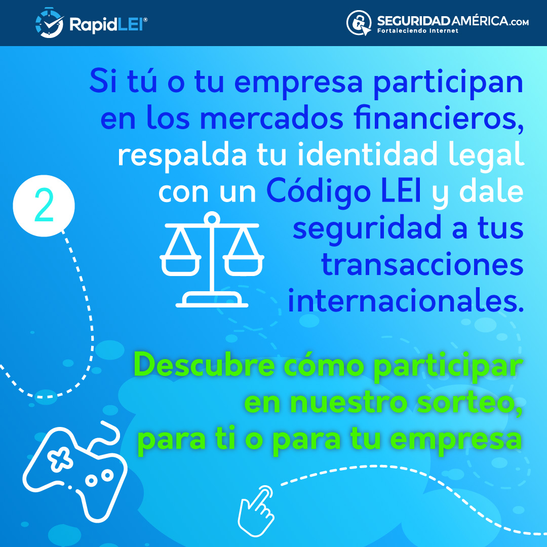Americassl's tweet photo. Estamos sorteando un Código LEI de RapidLEI 🎁
✅ sigue las instrucciones del concurso y participa en el siguiente enlace: https://t.co/7FNU9uhVss
#sorteo #internetday #codigoLEI #Finanzas #identidaddigital #LEIcode https://t.co/UC9jdGOy15