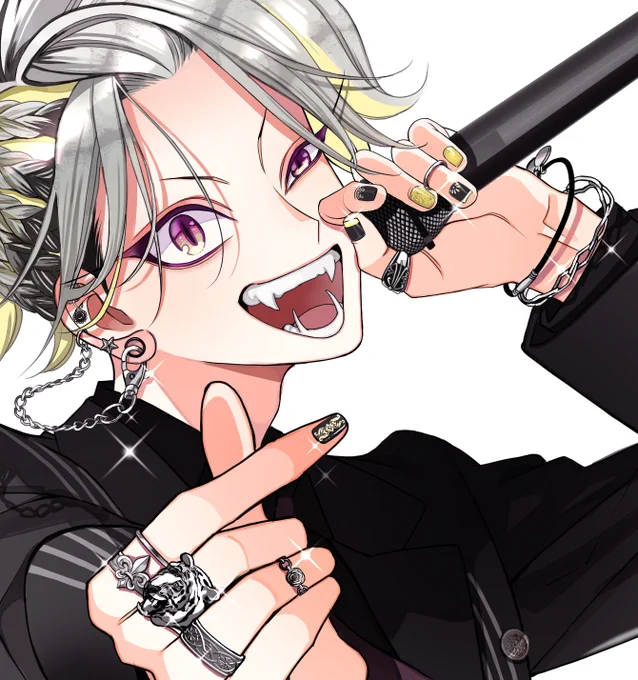 【ホストパロイラスト❸】🌹金太郎&綱🌹

金ちゃんネイル遊びに行った方に気がついてもらえて嬉しいです!髪の毛は薄紫色にするか最後まで悩んだのですが灰色と金に。
綱くんはとても誠実なのに目を奪われる胸元の厚みと彫物…既婚者…ウッ…!みたいな気持ちで。

#百と卍
https://t.co/QyVeo8XVKB 