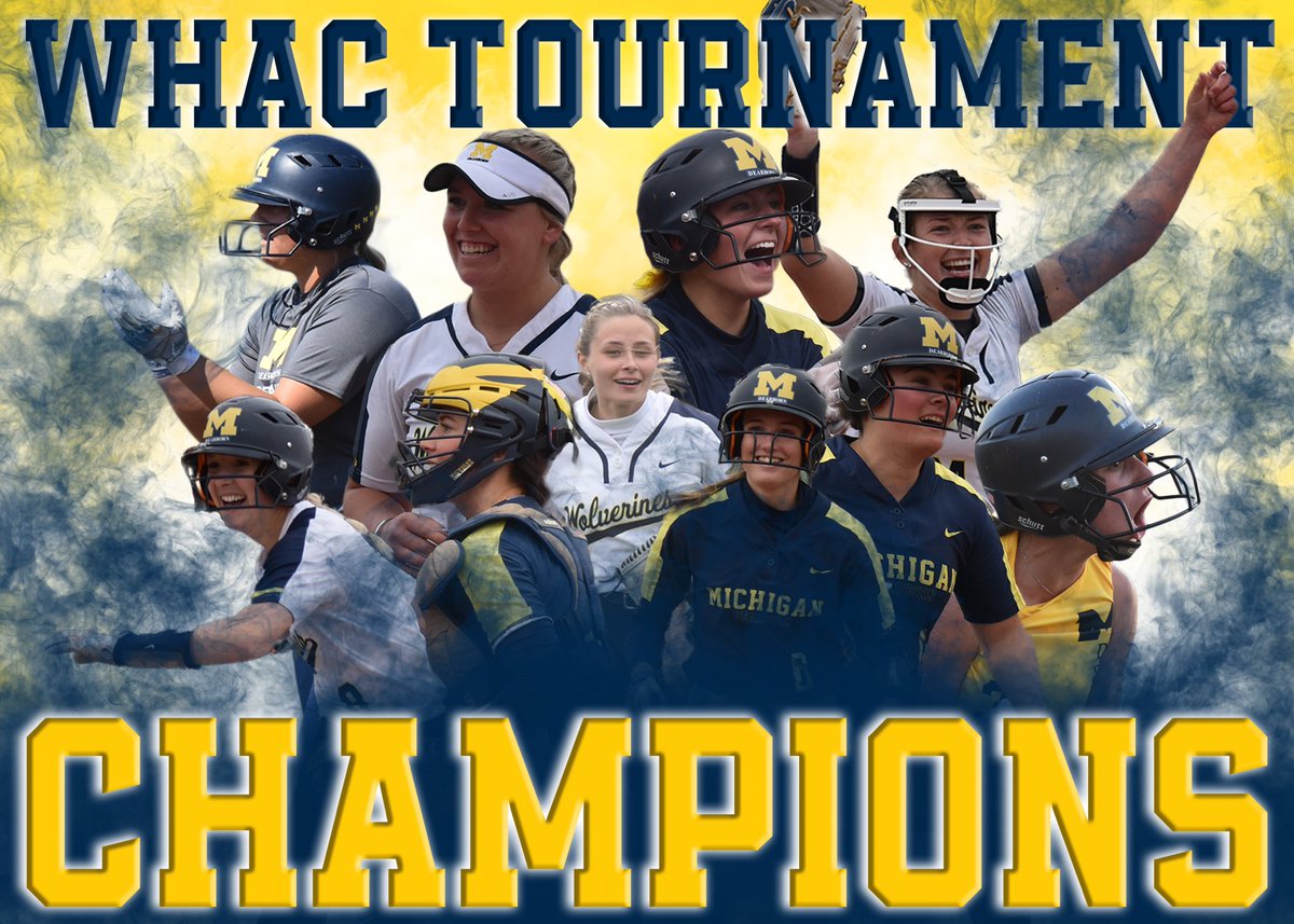 GoUMDearborn's tweet photo. 〽️🥎 MAKING HISTORY!!!! 

For the first time in program history, @UMDearbornSB has won the WHAC tournament and is going to Nationals! 

#bornBLUE https://t.co/sL3WkKEQPY