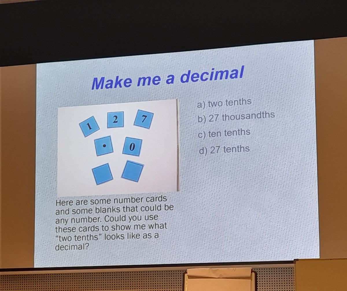 AusTeacherRiss's tweet photo. Ordering &amp; making decimals with @AnneRoche15 great session #pmss #mathschat #motivatingall #addressingmisconceptions https://t.co/t5j4ZSpk0D