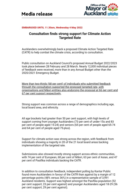 TOGETHER 👏🏾 WE 👏🏿 DID ✊🏼 IT 🤩 !

Thnx to all of you who submitted, govt received the message that we want TANGIBLE climate action, via the Climate Action Targeted Rate, LOUD 📢 &amp; CLEAR ☝️
(📷: Akl Mayor's office) 

TY all for this meaningful step towards climate justice ✊🏾
