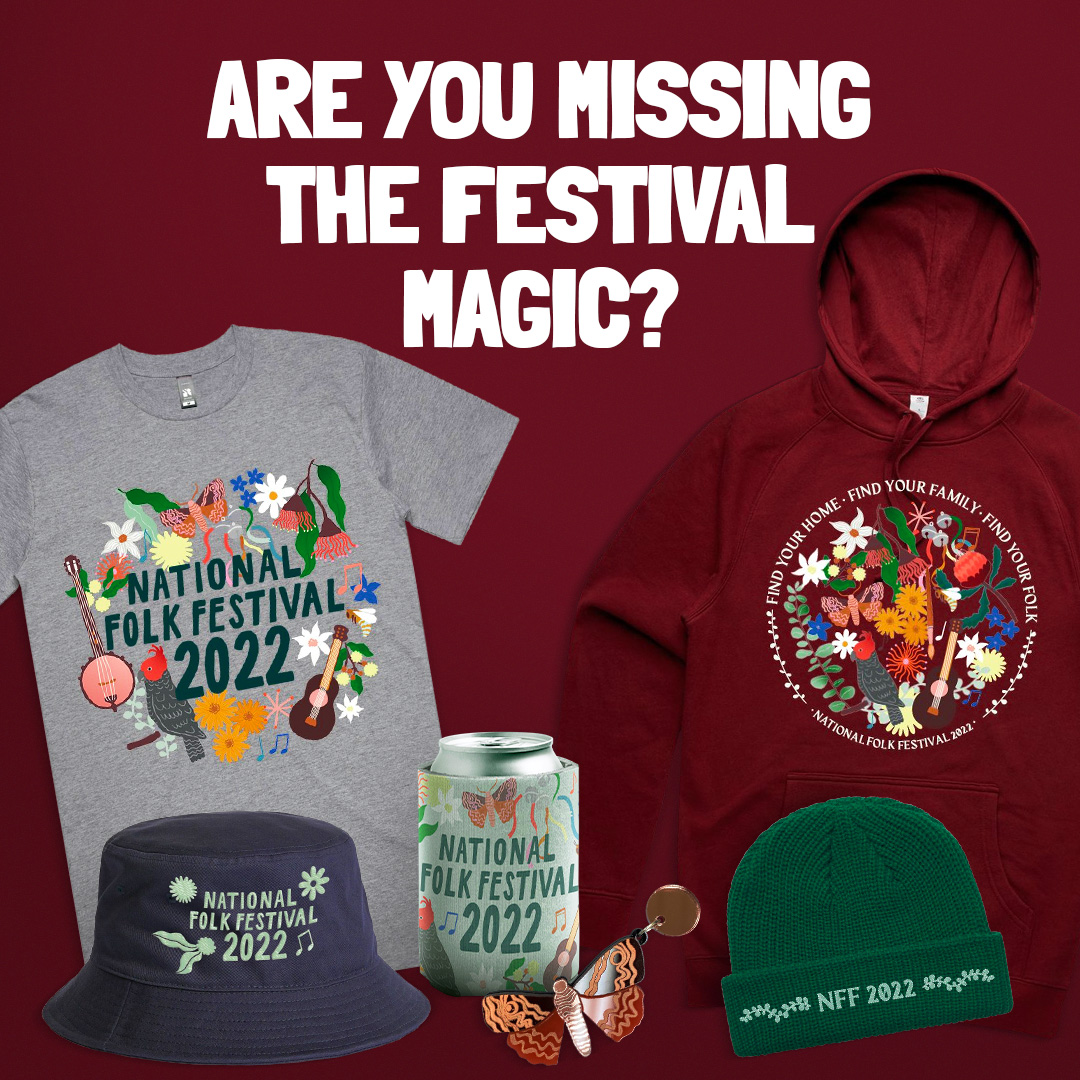 Missing National Folk Festival '22 already? Browse our merch through our shop to pre-order yourself some 2022 momentos! 👕

Link: loom.ly/_fCmjZ