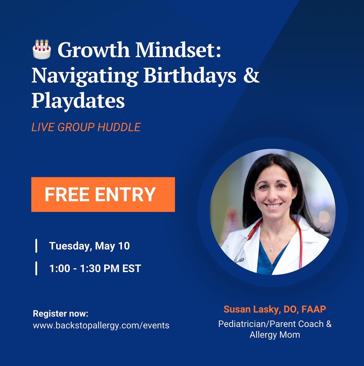 solvingallergy's tweet photo. You can do it, and we know you can, because we’ve seen others do it. Join us tomorrow to learn tips and strategies from Dr. Lasky, and hear from other moms who have recently navigated their child’s first playdates and birthday parties. Link in bio to sign up #foodallergy https://t.co/w0u16ZgAKZ