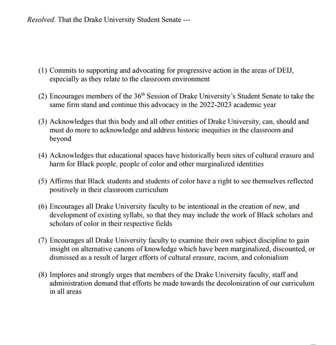 Drake University Student Senate tweet media