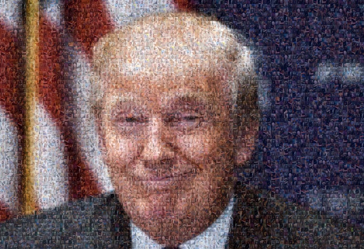 cheffreywithaJ's tweet photo. @DarlaStephen2 Most of the time, Bodybag, for all the senseless, needless deaths from COVID.
But then I remember this mosaic - Made entirely from dick pictures, and I refer to him as Ballbag. https://t.co/5AsDkdvyhC
