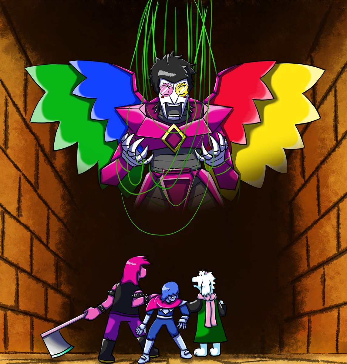 Codiekitty's tweet photo. Two weeks ago I thought I'd have this thing done by now.  Flatting took longer than expected because I kept having to touch up bad linework.  I now have 21 out of 22 pages inked and 20 flatted.

Here's a panel I did to test final coloration instead of, say, finishing the flats. https://t.co/2bjdEusSIy