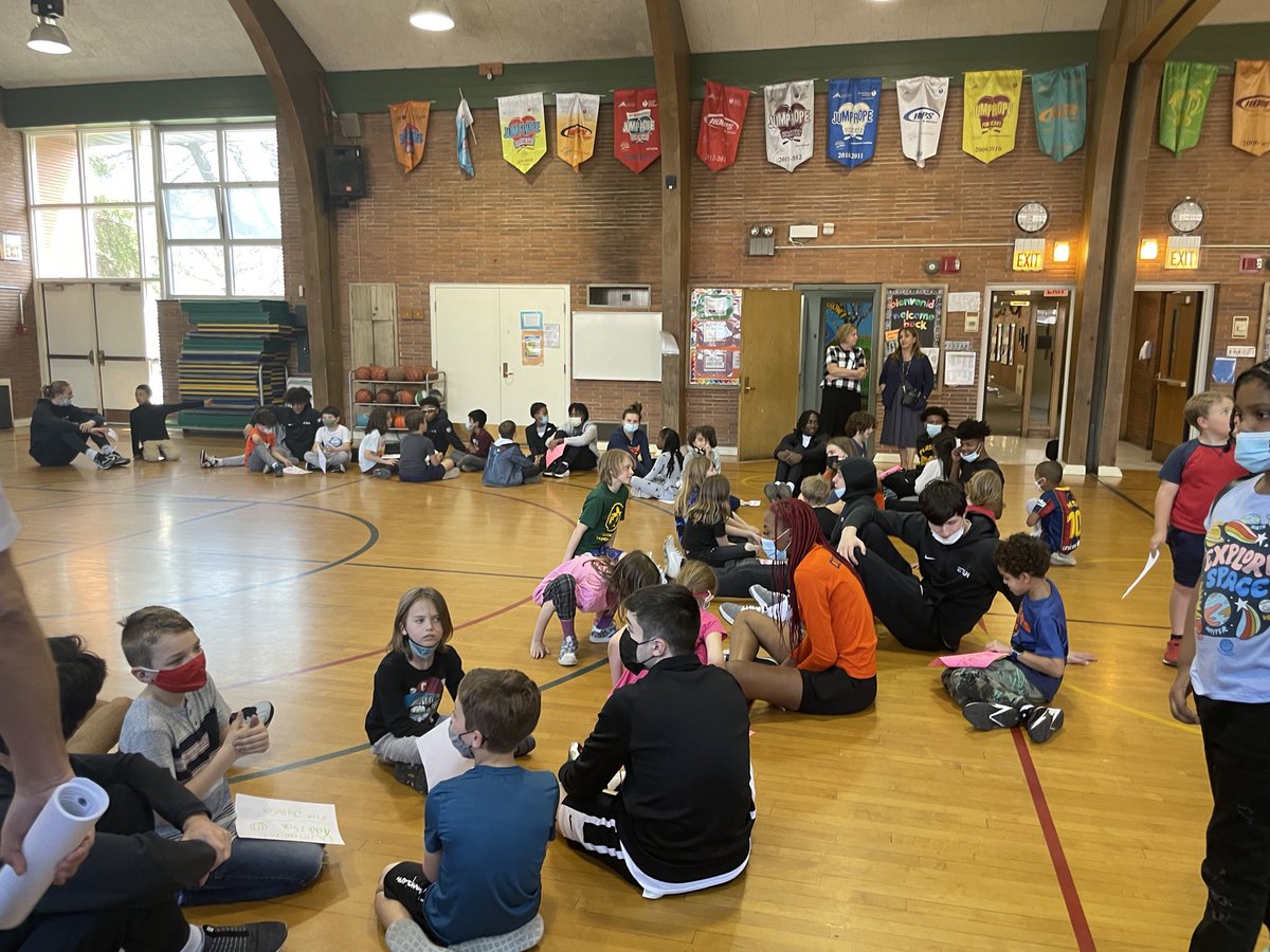 ETHSports's tweet photo. Girls &amp; Boys Basketball finally got to meet their PEN PALS from Washington Elementary School today!!! #SELFLESSNESS https://t.co/4rCoEAksGy