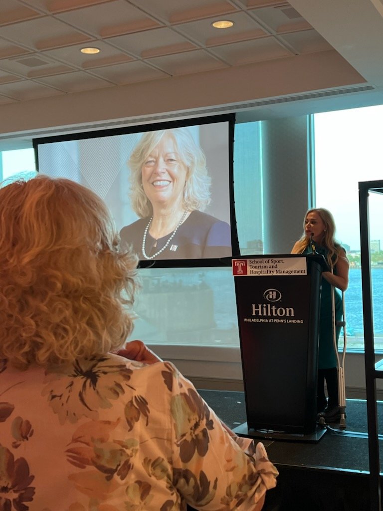 SheilaShowPHL's tweet photo. Congratulations to Dr. @betsybarber who retired after 30yrs from @TempleUniv &amp;
recognized by @TempleSTHM w/a
#LegacyofLeadership award for her innovative efforts enhancing premier education opportunities for careers in Sports,Tourism, Hospitality&amp;Event Mgmt #STHM. #Scholarships https://t.co/V8QX6YjdpX