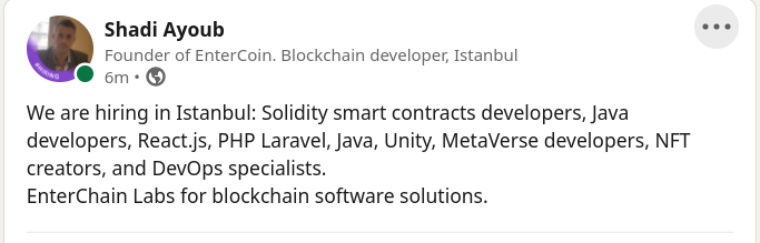 Hiring talents, in Istanbul.