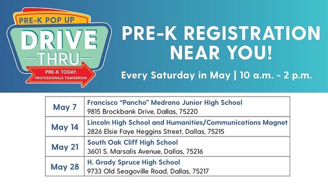 informatedfw's tweet photo. ¡Regresan los eventos de inscripción para prekínder! 🚙🍎 #DallasISDSocio

Llene las inscripciones para el próximo año escolar de sus hijos desde la comodidad de su auto. 
 
Para más info, visite https://t.co/ShGxReWEbT.

En asociación con @DISDespanol @dallasschools 
#Dallas https://t.co/qhnPNQsOjI
