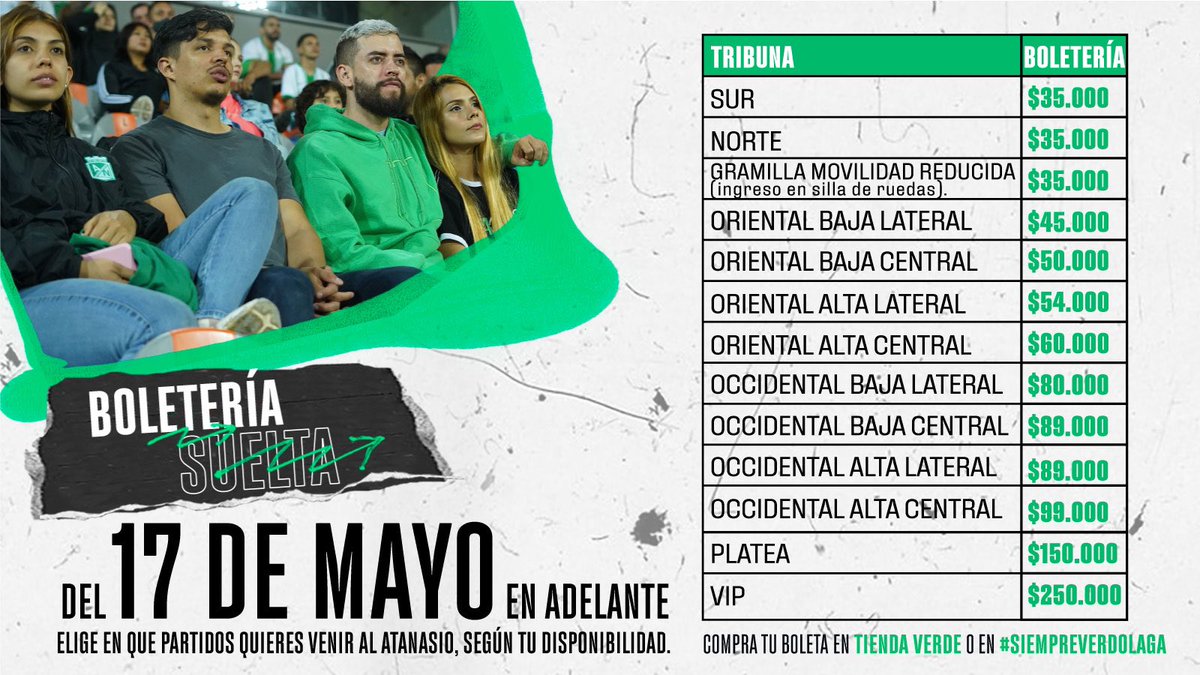 nacionaloficial's tweet photo. ¡#LlenemosElAtanasio acompañando al Verde en los cuadrangulares! 🏟

Tienes 3️⃣ opciones:
- Recarga abono
- Paquete de 3 partidos
- Boleta suelta

Adquiere cualquiera de las opciones en Siempre Verdolaga y Tiendas Verdes https://t.co/9yppAzolKr 

#VamosTodosJuntos 🟢⚪ https://t.co/AcQvTJEaVN