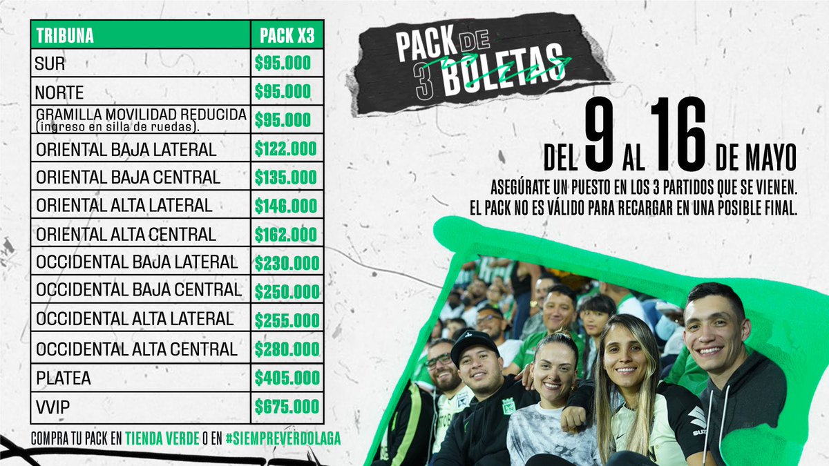 nacionaloficial's tweet photo. ¡#LlenemosElAtanasio acompañando al Verde en los cuadrangulares! 🏟

Tienes 3️⃣ opciones:
- Recarga abono
- Paquete de 3 partidos
- Boleta suelta

Adquiere cualquiera de las opciones en Siempre Verdolaga y Tiendas Verdes https://t.co/9yppAzolKr 

#VamosTodosJuntos 🟢⚪ https://t.co/AcQvTJEaVN