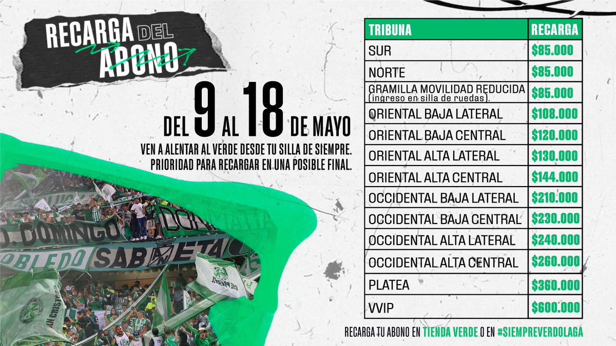 nacionaloficial's tweet photo. ¡#LlenemosElAtanasio acompañando al Verde en los cuadrangulares! 🏟

Tienes 3️⃣ opciones:
- Recarga abono
- Paquete de 3 partidos
- Boleta suelta

Adquiere cualquiera de las opciones en Siempre Verdolaga y Tiendas Verdes https://t.co/9yppAzolKr 

#VamosTodosJuntos 🟢⚪ https://t.co/AcQvTJEaVN