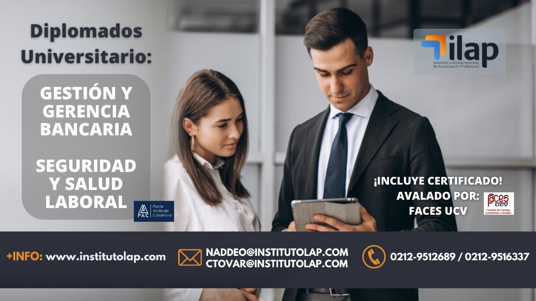 josegrasso's tweet photo. El @institutolap ofrece Diplomados Universitarios- Avalado por FACES-UCV. Gestión y Gerencia Bancaria y Seguridad y Salud Laboral. ¡Inscripciones abiertas! Información: Teléfono 0212 9512689 o 📧 cursos@institutolap.com ¡Pregunta por nuestras ofertas y no pierdas la oportunidad! https://t.co/1O0WN7pb11