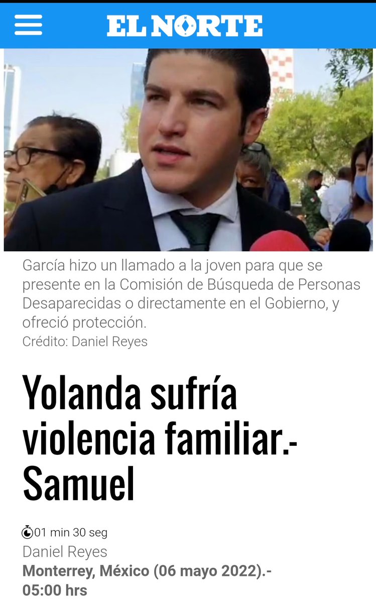 dreyesmty's tweet photo. La @FiscaliaNL aseguró el 8 de abril que se ausentó por su voluntad.

El Gobernador @samuel_garcias dijo  la semana pasada que huyó por violencia familiar.

Pero hoy se confirma que el cuerpo hallado en un baldío en Juárez, NL era Yolanda Martínez.
👉🏽https://t.co/Tz7HX3069g https://t.co/KMlDPAjlSg