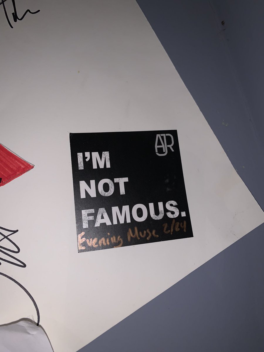 sarah_necola's tweet photo. @AJRBrothers talked about how they played the Evening Muse in Charlotte so long ago ,and there had to be like 1 person that attended. However, they didn’t mention opening for @ingridmusic so now all my I’m Not Famous stickers still promote that very show https://t.co/QrBsrKlRvN