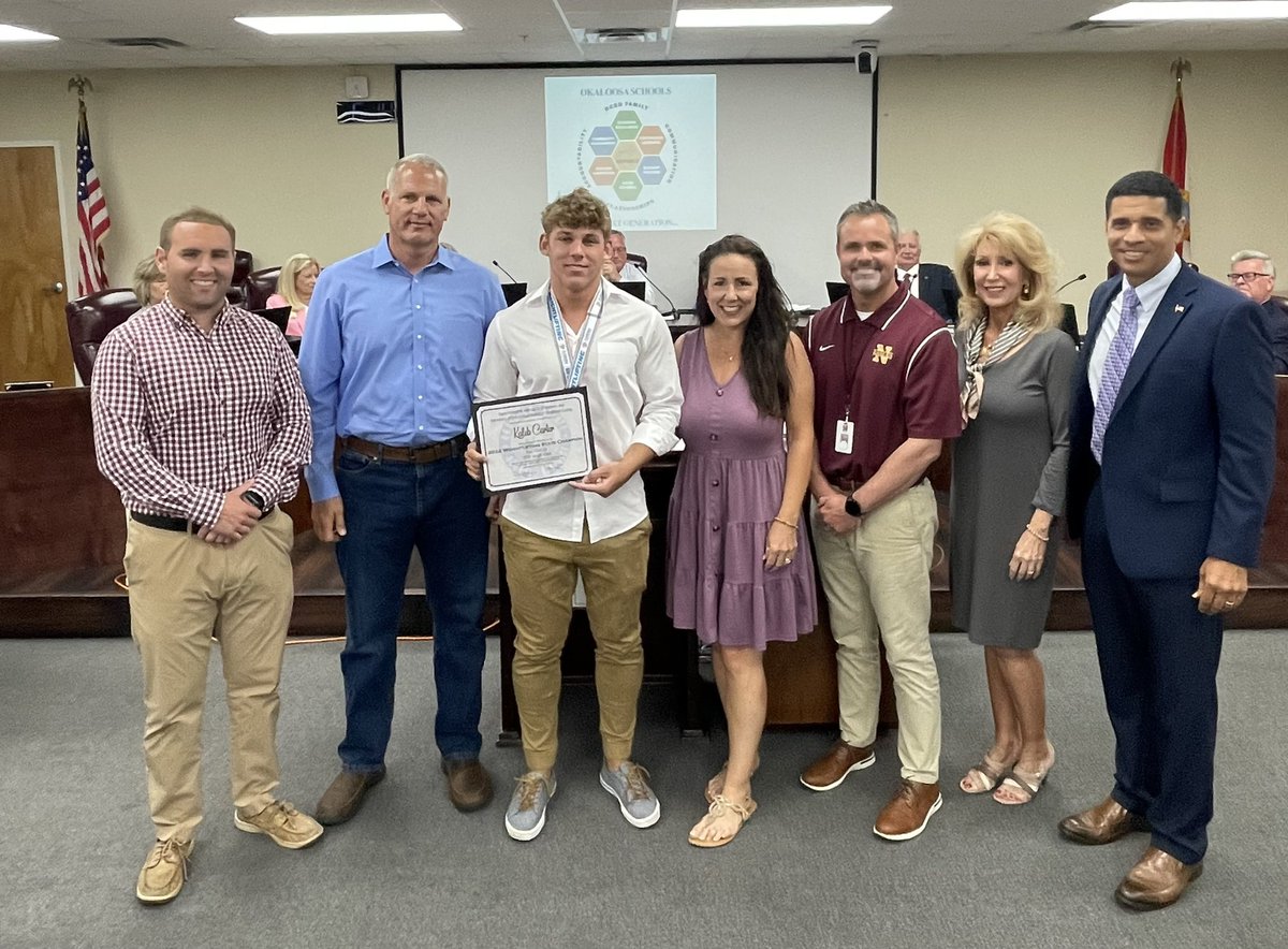 Thank you <a href="/mdchambers25/">Marcus Chambers- Superintendent of Schools</a> and the OCSD School Board for recognizing our FHSAA State Championship weightlifter, Kaleb Carter and the State Championship Academic Team that has three NHS Eagles competing and one alternate. VERY proud of our students honored tonight!!
GO EAGLES 🦅