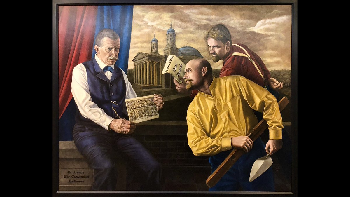 Painting depicts the Bricklayers 1866 Convention Baltimore, hanging in IUBAC Headquarters Washington DC.