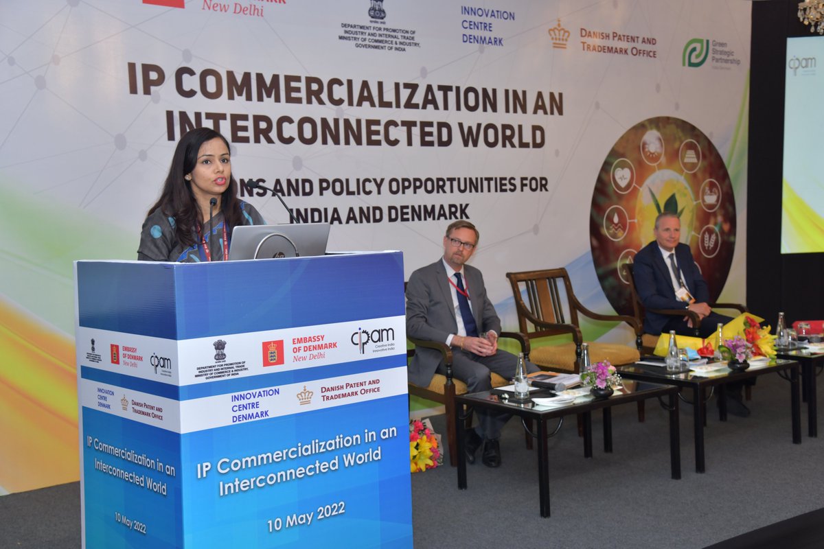 CIPAM_India's tweet photo. The beauty of the Indian Startup ecosystem is that more than 50 % of the startups are coming from the smaller towns of India like Bhopal, Guwahati &amp; the participation of women accounts for more than 40%: JS, @DPIITGoI  Shruti Singh

#IndoDenmark #LetsTalkIP https://t.co/8znQYyelWQ