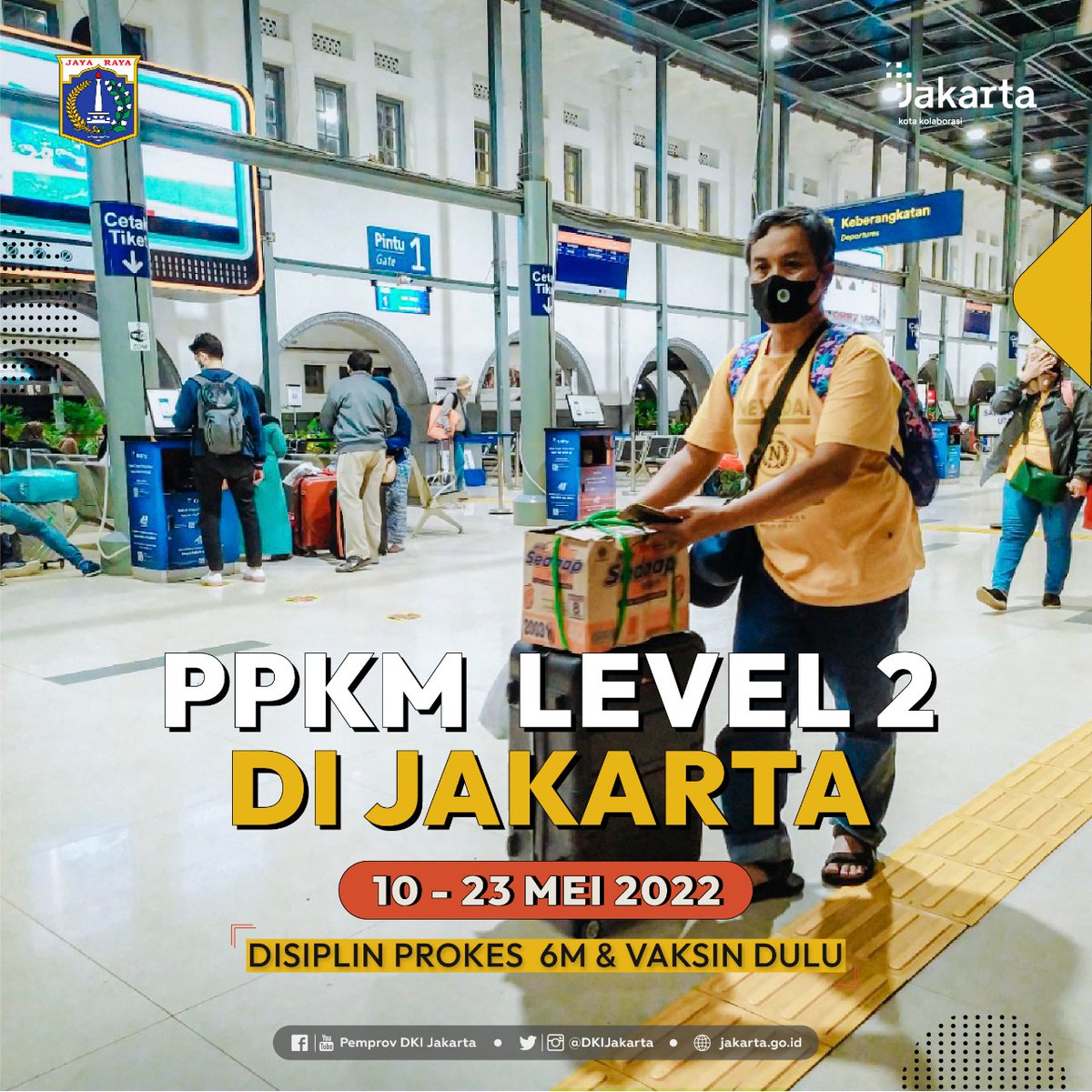 DKIJakarta's tweet photo. Saat ini Jakarta memasuki Pemberlakuan Pembatasan Kegiatan Masyarakat (PPKM) Level 2, terhitung 10-23 Mei 2022.
#ppkm #ppkmlevel2 #JagaJakarta
#JakartaTanggapCorona
#HadapiBersama #vaksindulu
#Pandemibelumusai
#jakartabangkit
#jakartakotakita https://t.co/dKhAn3kOMi