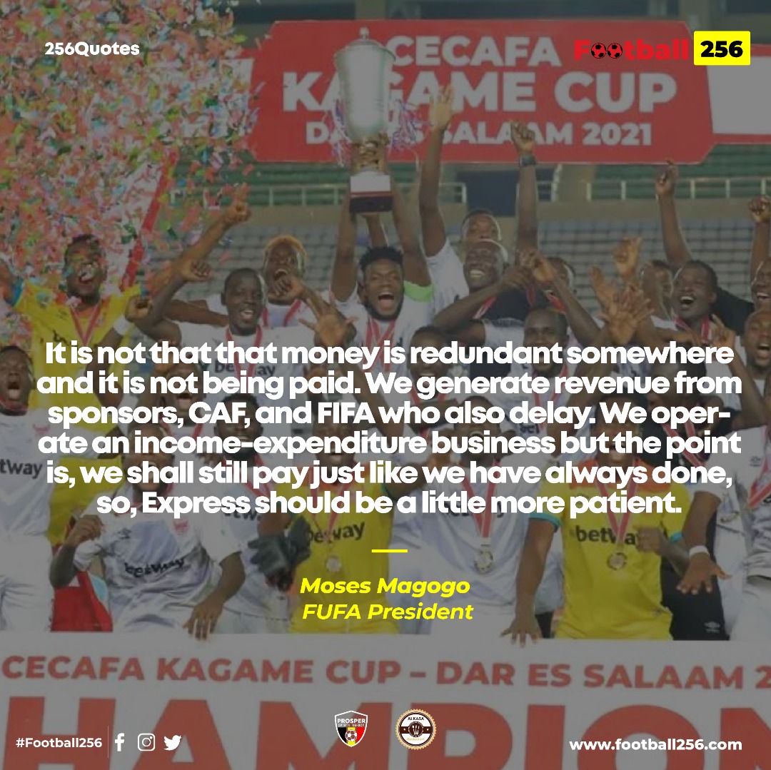 PulseSportsUGA's tweet photo. #Football256 Update
It is just a matter of time before the @OfficialFUFA pledge to @ExpressFCUganda is fulfilled.
#256Quotes https://t.co/OKkKFQhWXR