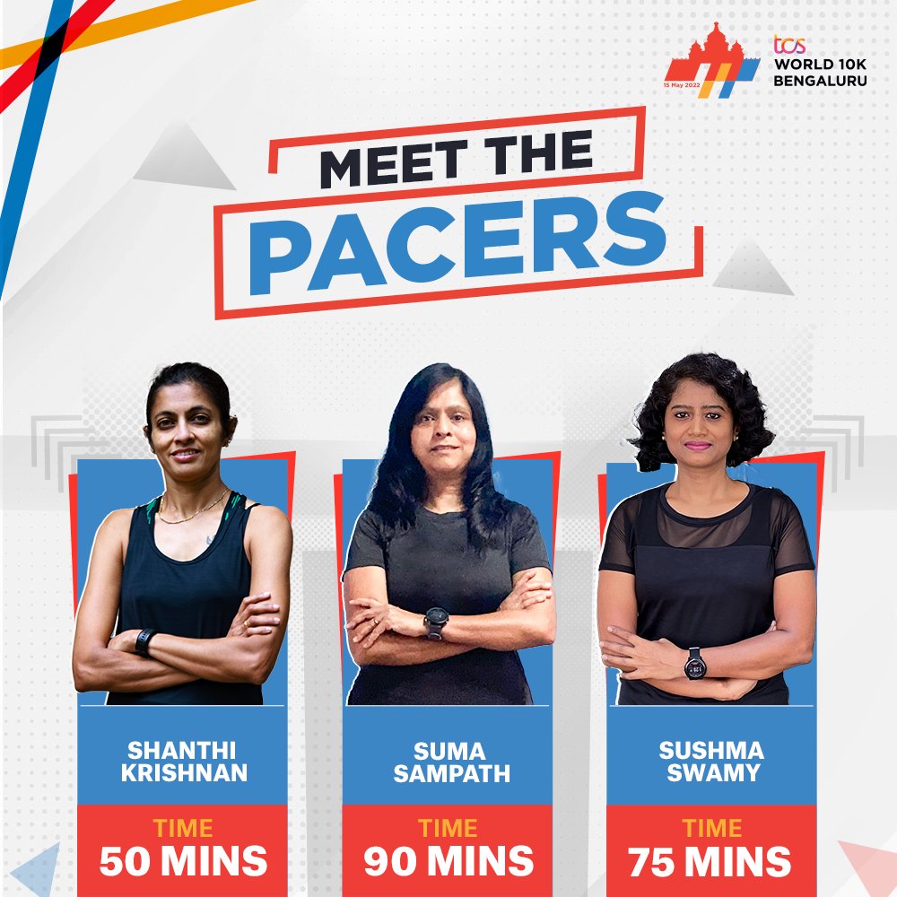 TCSWorld10K's tweet photo. Setting the ＰＡＣＥ 🏃‍♀️

Introducing our team of motivated and exceptional pacers who will be helping runners hit their target times 🎯⏱️

#ComeAlive #TCSW10K https://t.co/VD8oposMgJ
