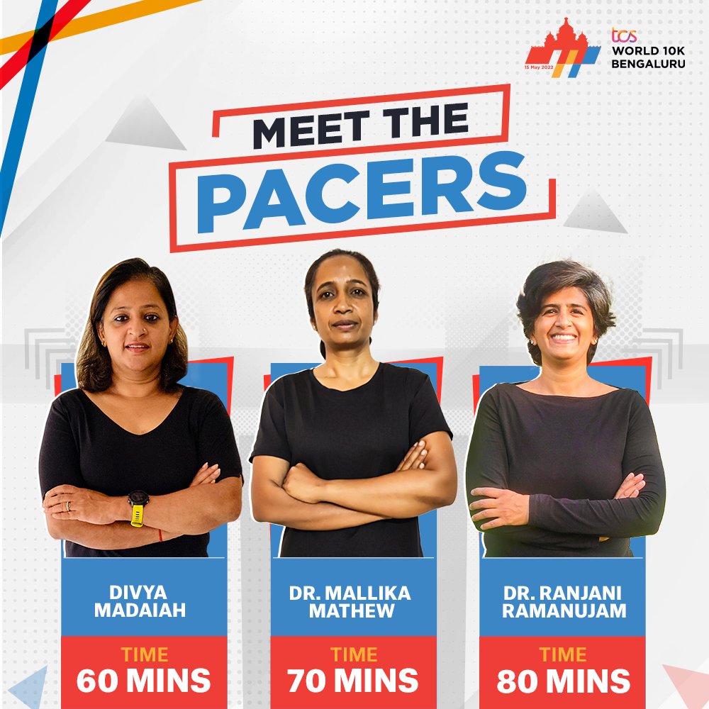 TCSWorld10K's tweet photo. Setting the ＰＡＣＥ 🏃‍♀️

Introducing our team of motivated and exceptional pacers who will be helping runners hit their target times 🎯⏱️

#ComeAlive #TCSW10K https://t.co/VD8oposMgJ
