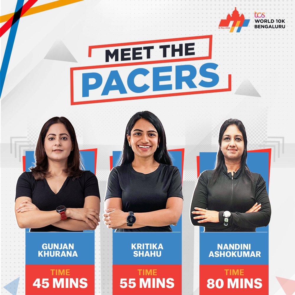 TCSWorld10K's tweet photo. Setting the ＰＡＣＥ 🏃‍♀️

Introducing our team of motivated and exceptional pacers who will be helping runners hit their target times 🎯⏱️

#ComeAlive #TCSW10K https://t.co/VD8oposMgJ