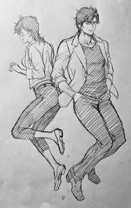 ラフ描き、 CH、リョウと香 