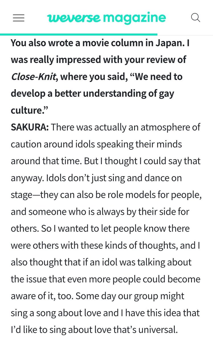 forjyr's tweet photo. once again, sakura shows her support for the lgbtq community 🥺 this is so pure, and so important coming from an idol. sakura has always been so genuine, caring and loving towards all her fans. she has a heart of gold. https://t.co/aKML4qPFcH