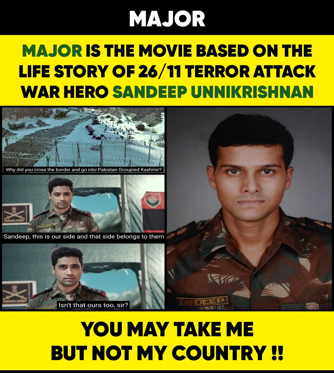 Get ready for another hyper nationalistic movie my dear leftists and liberals.. Get ready to get your a$$ burnt..

Movie is releasing on June 3rd and the trailer is out 

#major #majortrailer #jaandoongadeshnahi #SandeepUnnikrishnan #kashmir #india