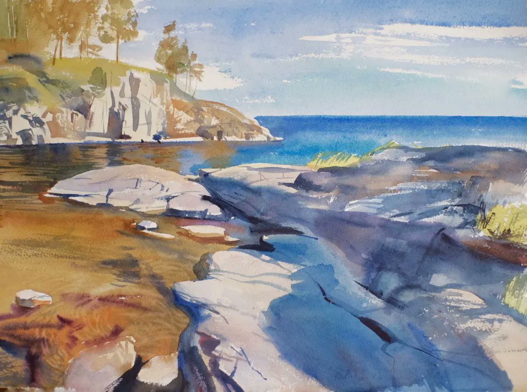 Artistilja's tweet photo. Good Morning everybody!
My "Morning on Valaamo iceland", recently painted with aquarelle colours. This is a great iceland in big Ladoga Lake, a place of real power and inspiration. Have a good day! https://t.co/hXchYOGmME