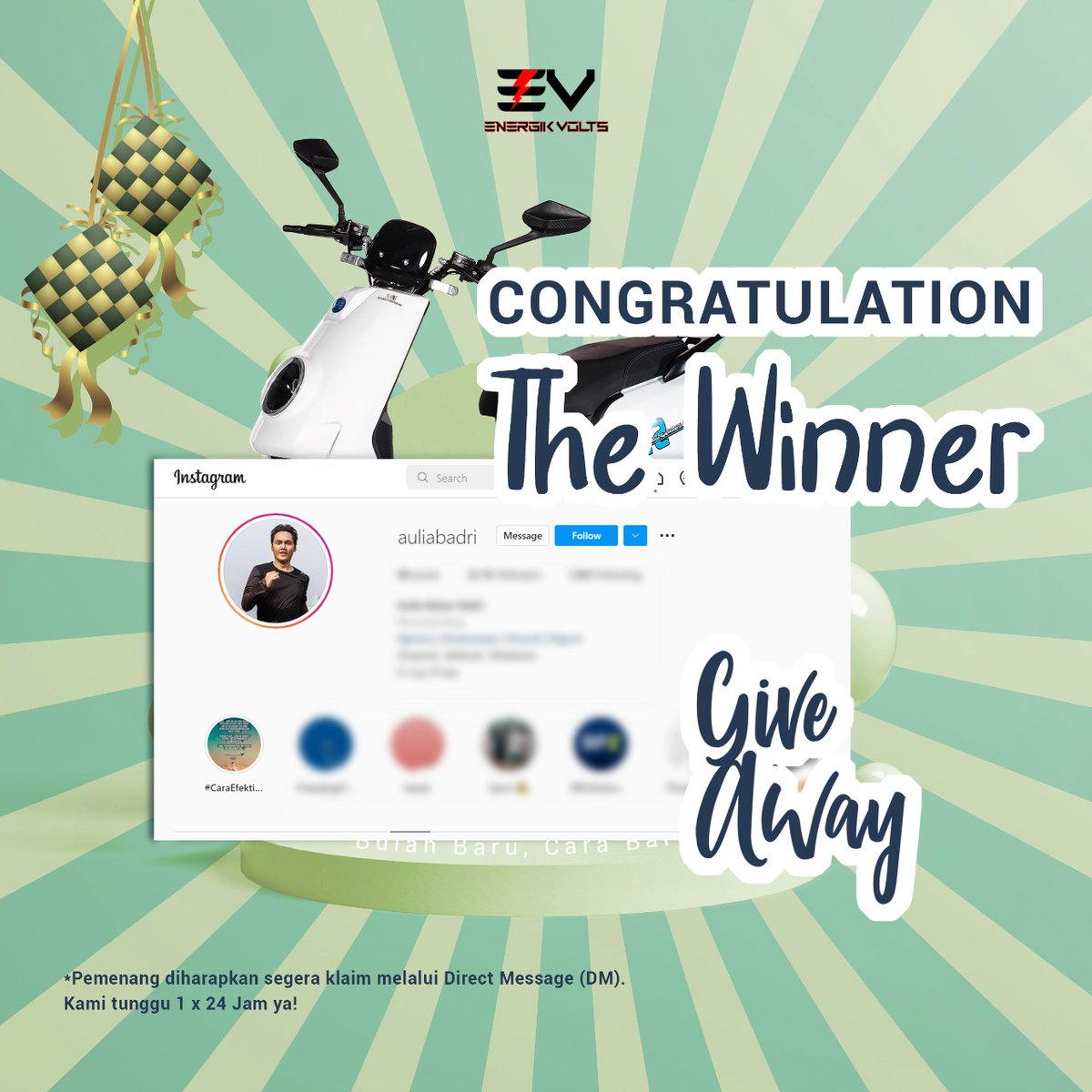 Hai Sobat Evolts!
Akhirnya setelah melewati penilaian yang sulit, karena kreativitas kalian yang out of the box ngikutin #THRevolts Kita udah umumin pemenangnya di instagram.com/p/CdKnQ0sBf_V/
Yang belum menang jangan kecewa dulu, kalo followers kita udah 10K mau dibuatin GA lagi gak?