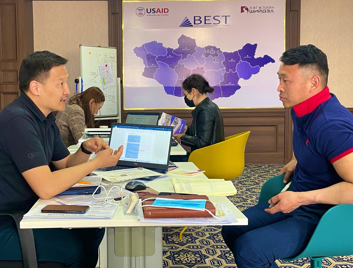 TS_Jenkins's tweet photo. I stopped by the @usaid_mongolia funded BEST programme office in the South Gobi. Entrepreneurs from across the region, like Tsogbayar, travel hundreds of kilometers to meet w/business development advisors. There was a line of folks waiting to meet the BEST Team! Impressive work! https://t.co/oIfNbIx1KL