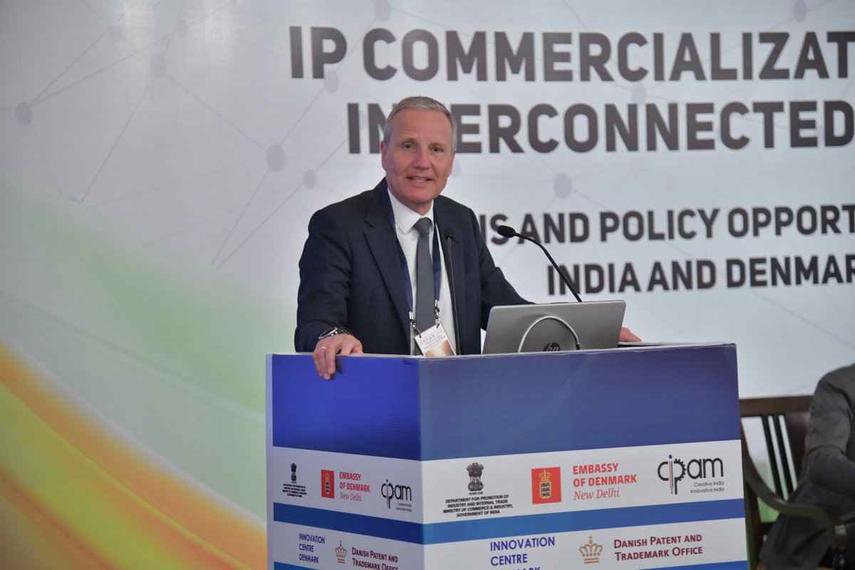CIPAM_India's tweet photo. I am looking forward to this day with such potential as a platform to exchange ideas, create values &amp; growth for both the countries. We are looking ahead to establish a high value partnership on #IPR: H.E. Martin Strandgaard, @DenmarkinIndia

#IndoDenmark #LetsTalkIP https://t.co/P5BlC7Es3A
