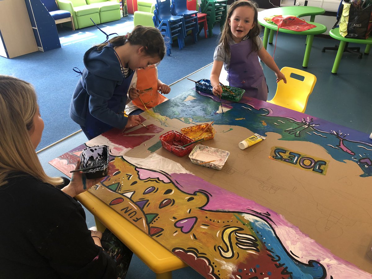 Pennardprimary's tweet photo. We have started work on a whole school mural! Bae Dau have had a great day with @rhiannon_art #pennexp https://t.co/Vp4jQA0iKb