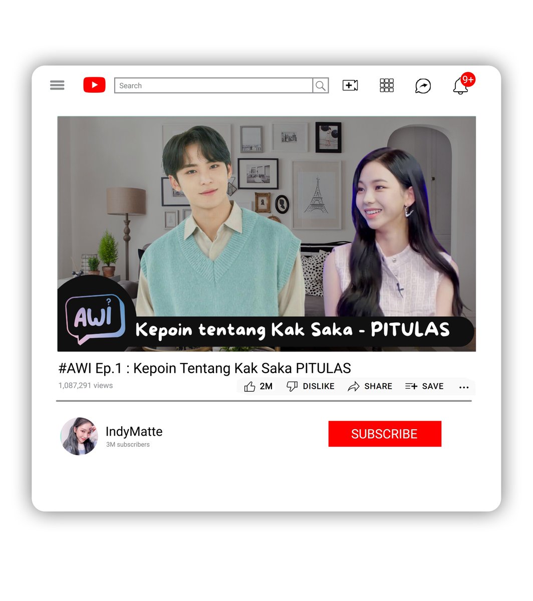 ㅤ

               (🔔) 𝗬𝗼𝘂𝘁𝘂𝗯𝗲 𝗡𝗼𝘁𝗶𝗳𝗶𝗰𝗮𝘁𝗶𝗼𝗻.
      ─────────────────
         𝗜𝗻𝗱𝘆𝗠𝗮𝘁𝘁𝗲 uploaded a new Video.
 
    #AWI Ep. 1 : Kepoin Tentang Kak Saka PITULAS

ㅤ