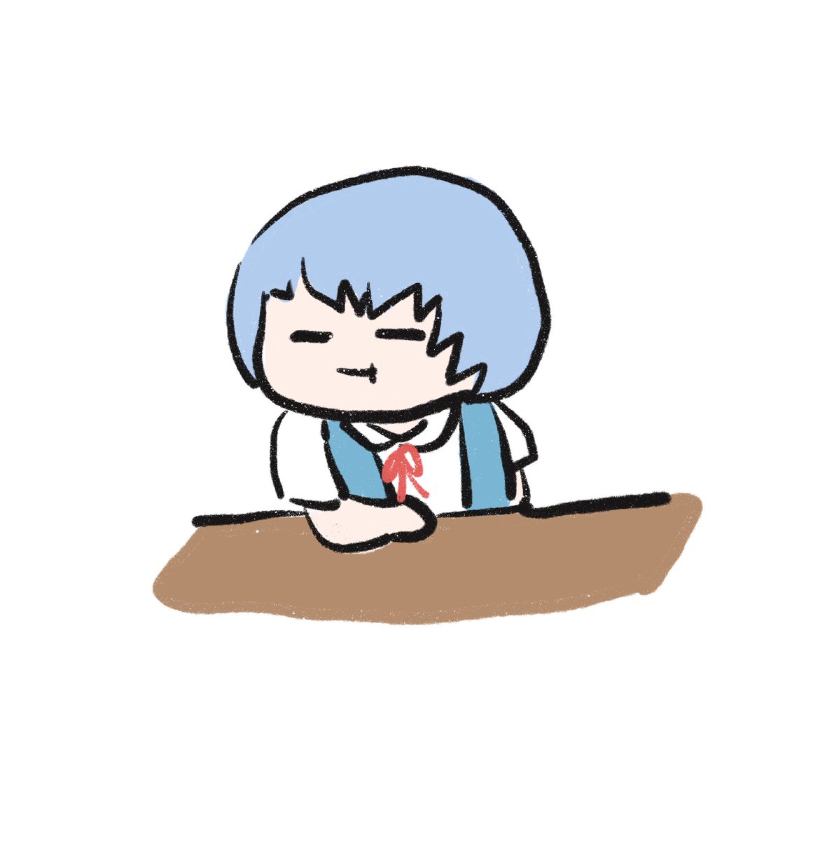 ayanami rei 1girl solo blue hair short hair closed eyes school uniform white background  illustration images