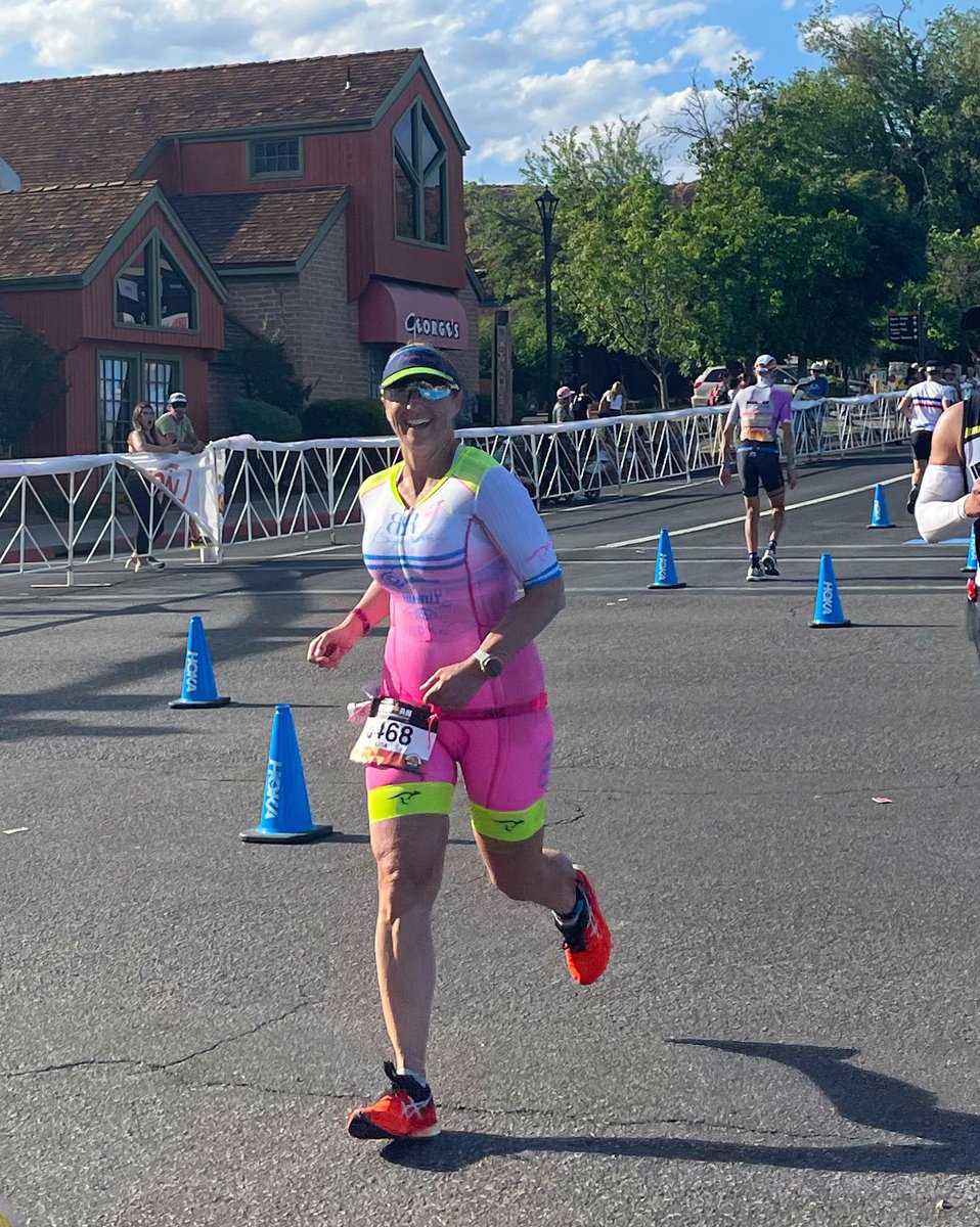triinaz's tweet photo. Me, trying to convince myself at #IMWC that I wasn’t dying!  Got it done on a very challenging course and day!  The volunteers in St George were absolutely incredible. Best I’ve experienced in all my races. Kudos to them!!! https://t.co/n5zlBaah3u